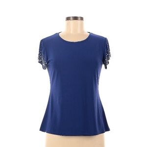 Fancy Royal Blue Women's Blouse with Pearls and Sequins